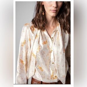 BNWT Zadig & Voltaire Tioly Lame Spark Flowers Shirt Size M